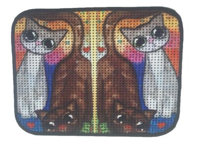 Maipet - Miapet Elekli Desenli Kedi Tuvalet Önü Paspası 60 x 45 cm Kahve Beyaz Kedi
