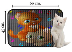 Miapet Elekli Desenli Kedi Tuvalet Önü Paspası 60 x 45 cm Pati Kediler - Thumbnail