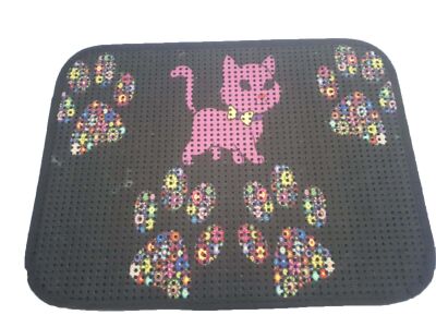 Miapet - Miapet Elekli Desenli Kedi Tuvalet Önü Paspası 60 x 45 cm Pembe Kedi