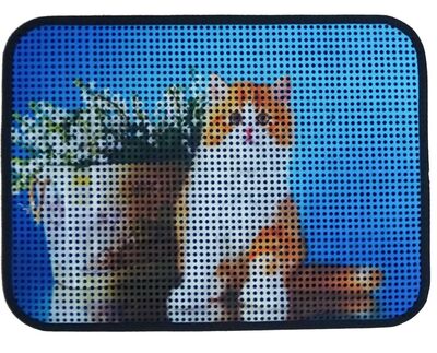 Miapet - Miapet Elekli Desenli Kedi Tuvalet Önü Paspası 60 x 45 cm Saksı