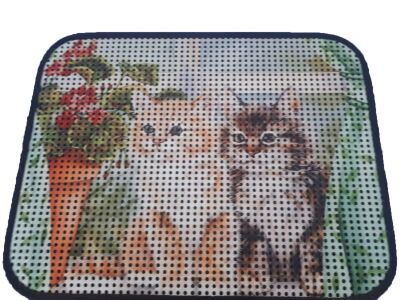 Miapet - Miapet Elekli Desenli Kedi Tuvalet Önü Paspası 60 X 45 Cm Vazo