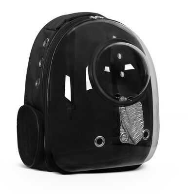 Miapet - Miapet Fanuslu Şeffaf Astronot Kedi Köpek Taşıma Çantası 42x22x33 Cm Siyah