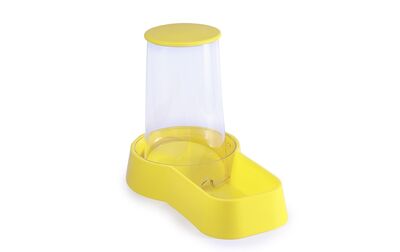 Miapet - Miapet Hazneli Plastik Kedi-Köpek Kapaklı Mama ve Su Kabı 1,5 Lt Kare Sarı