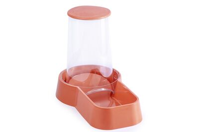 Miapet - Miapet Hazneli Plastik Kedi-Köpek Kapaklı Mama ve Su Kabı 1,5 Lt Kare Turuncu