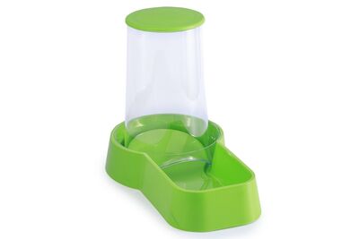 Miapet - Miapet Hazneli Plastik Kedi-Köpek Kapaklı Mama ve Su Kabı 1,5 Lt Kare Yeşil