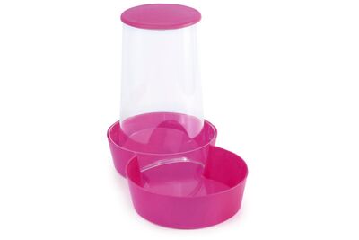 Miapet - Miapet Hazneli Plastik Kedi-Köpek Kapaklı Mama ve Su Kabı 1,5 Lt Yuvarlak Fuşya