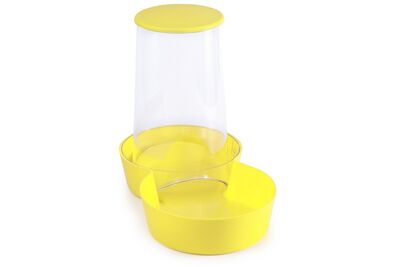 Miapet - Miapet Hazneli Plastik Kedi-Köpek Kapaklı Mama ve Su Kabı 1,5 Lt Yuvarlak Sarı