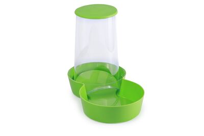 Miapet - Miapet Hazneli Plastik Kedi-Köpek Kapaklı Mama ve Su Kabı 1,5 Lt Yuvarlak Yeşil