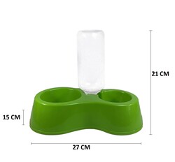 Miapet Hazneli Plastik Kedi-Köpek Mama Ve Su Kabı Seti 500ml Fıstık Yeşil - Thumbnail