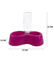 Miapet Hazneli Plastik Kedi-Köpek Mama Ve Su Kabı Seti 500ml Pembe - Thumbnail