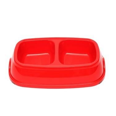 Miapet - Miapet İkili Plastik Kedi-Köpek Mama ve Su Kabı 450/400 ML Kırmızı