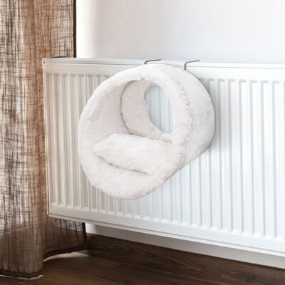 Miapet - Miapet Kalorifer Üstü Askılı Yastıklı Peluş Kedi Yatağı 42 cm Beyaz