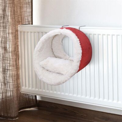 Miapet - Miapet Kalorifer Üstü Askılı Yastıklı Peluş Kedi Yatağı 42 cm Kiremit-Beyaz