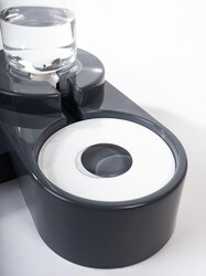 Miapet Köşeli Ayarlanabilir Hazneli Çelik Taslı Kedi-Köpek Mama Ve Su Kabı Seti 1000Ml Gri - Thumbnail