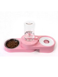 Miapet Köşeli Ayarlanabilir Hazneli Çelik Taslı Kedi-Köpek Mama Ve Su Kabı Seti 1000Ml Pembe - Thumbnail