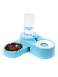 Miapet Köşeli Ayarlanabilir Hazneli Çelik Taslı Kedi-Köpek Mama Ve Su Kabı Seti 1000Ml Turkuaz - Thumbnail