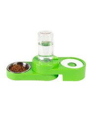 Miapet Köşeli Ayarlanabilir Hazneli Çelik Taslı Kedi-Köpek Mama Ve Su Kabı Seti 1000Ml Yeşil - Thumbnail