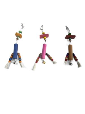 Miapet - Miapet Kuşlar İçin Ahşap Oyuncak Zilli 20 Cm
