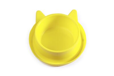 Miapet - Miapet Plastik Kedi Kulaklı Mama Ve Su Kabı 400 Ml Sarı