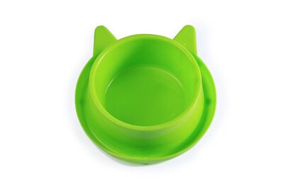 Miapet - Miapet Plastik Kedi Kulaklı Mama ve Su Kabı 400 ML Koyu Yeşil