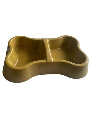 Glipet - Miapet Plastik Kemik Kedi Köpek Mama ve Su Kabı 400x2 ml Kahverengi