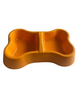 Glipet - Miapet Plastik Kemik Kedi Köpek Mama ve Su Kabı 400x2 ml Turuncu