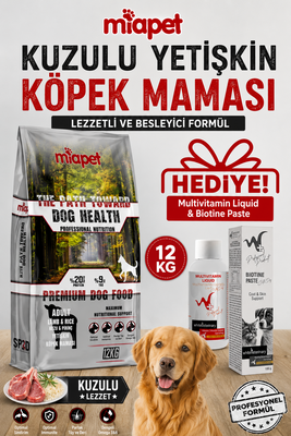 Miapet - Miapet Kuzulu Yetişkin Köpek Maması Multivitamin Liquid 100 ml Hediyeli 12 KG
