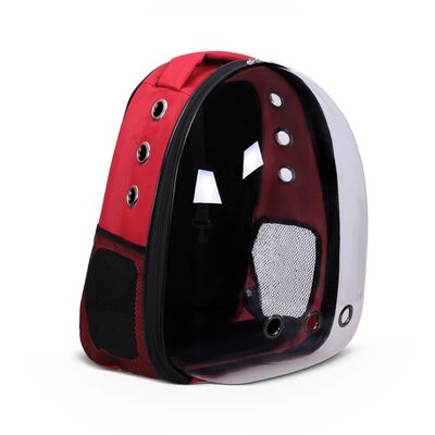Miapet - Miapet Şeffaf Astronot Kedi Köpek Taşıma Çantası 42X22X33 Cm Kırmızı
