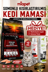 Miapet Somonlu Kısırlaştırılmış Kedi Maması Sterilised Multivitamin Liquid 100 ml Hediyeli 10 KG - Thumbnail