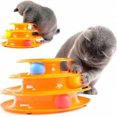 Miapet - Miapet Tower of Tracks Toplu Yuvarlak Kedi Oyuncağı 24 x 13 Cm