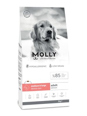 Molly - Molly Medium Adult Derma Care Somonlu Orta ve Büyük Irk Yetişkin Köpek Maması 2 Kg