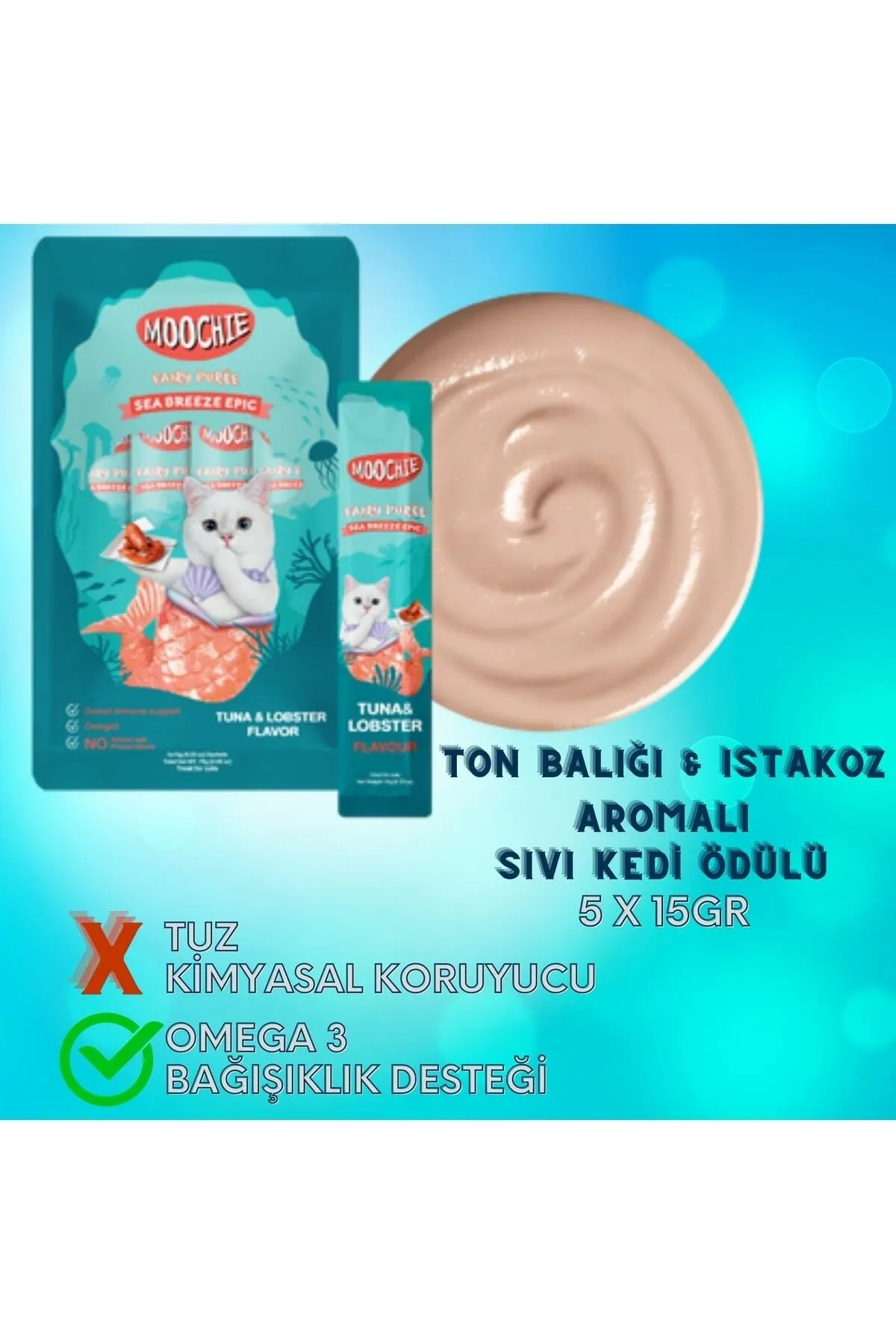 MOOCHIE - Moochıe Sıvı Kedi Ödül Maması Ton Balığı Ve Istakozlu 5 X 15gr