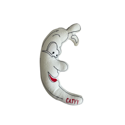 Miapet - Muz Şeklinde Zilli Kedi Oyuncağı 13 Cm Beyaz