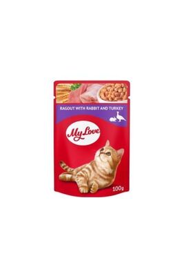 mylove - My Love Tavşanlı Ve Hindi Etli Yahni Pouch Kedi Maması 100gr