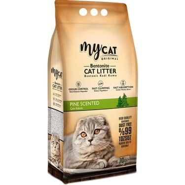 Mycat - Mycat Çam Kokulu Topaklaşan Ince Taneli Bentonit Kedi Kumu 10 Lt