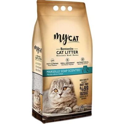 Mycat - Mycat Marselia Sabun Kokulu Topaklaşan Bentonit Kedi Kumu Kalın Tane 10 Lt
