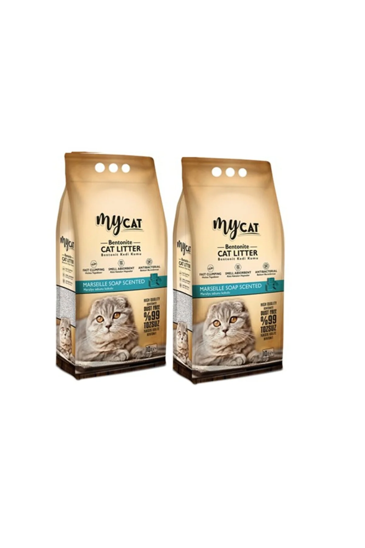 My Cat - Mycat Sabun Kokulu Topaklaşan Ince Taneli Bentonit Kedi Kumu 10 Lt X 2 Adet