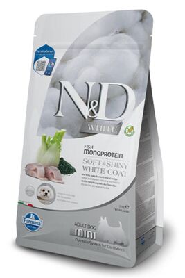 N & D - N & D WHITE DOG Levrek, Pirinç, Rezene Ve Spirulina Küçük Irk Yetişkin Beyaz Köpek Maması 2 Kg