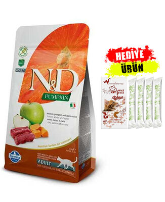 N&D - N&D Bal Kabaklı Geyik Etli Elmalı Yetişkin Kedi maması 1,5 kg