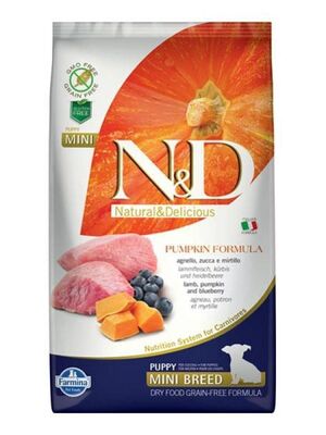N&D - N&D Balkabaklı Kuzulu Tahılsız Küçük Irk Yavru Köpek Maması 7Kg