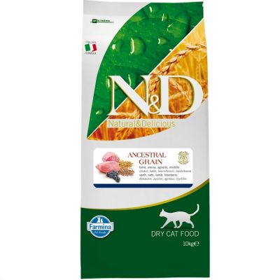 N&D - N&D Düşük Tahıllı Kuzulu Yaban Mersinli Yetişkin Kedi Maması 10Kg