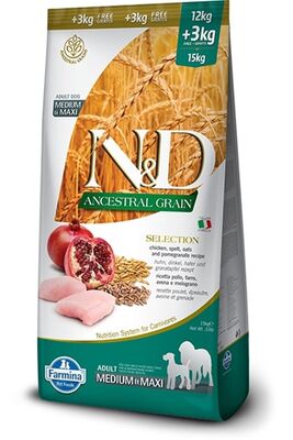 N&D - N&D Düşük Tahıllı Tavuklu Orta ve Büyük Irk Yetişkin Köpek Maması 12+3 Kg Hediyeli