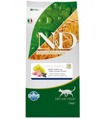 N&D - N&D Kuzulu Ve Yaban Mersinli Tahılsız Yetişkin Kedi Maması 10 Kg