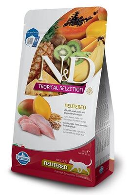 N&D - N&D Kılçıksız Buğday, Yulaf , Tavuklu ve Tropical Meyveli Kısır Kedi Maması 5 Kg