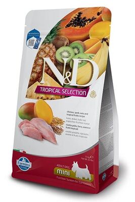 N&D - N&D Kılçıksız Buğday, Yulaf , Tavuklu ve Tropical Meyveli Mini Irk Yetişkin Köpek Maması 5 Kg