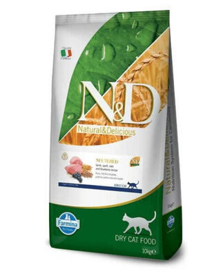 N&D - N&D Düşük Tahıllı Kuzulu Yaban Mersinli Kısırlaştırılmış Kedi Maması 10Kg