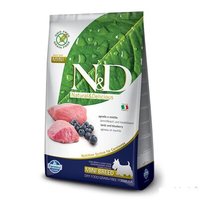 N&D - N&D Kuzu Etli ve Yaban Mersinli Küçük Irk Tahılsız Yetişkin Köpek Maması 2,5kg