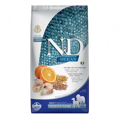 N&D - N&D Ocean Düşük Tahıllı Balık-Portakallı Yetişkin Köpek Maması 2.5Kg
