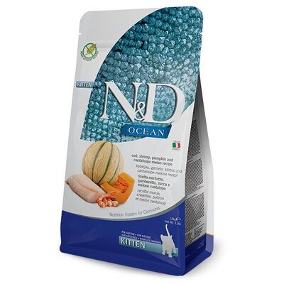 N&D - N&D Ocean Morina Balıklı Bal Kabaklı Karidesli ve Kavunlu Tahılsız Yavru Kedi Maması 1,5kg