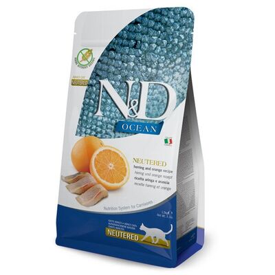 N&D - N&D Ocean Ringa Balıklı ve Portakallı Tahılsız Kısırlaştırılmış Kedi Maması 1,5kg
